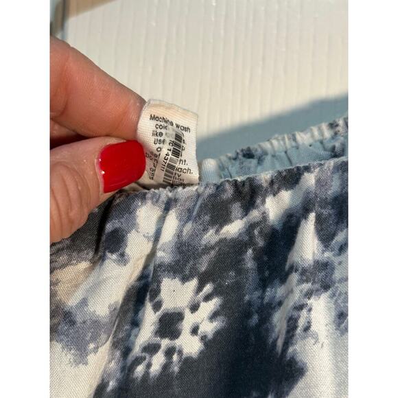 Japna Blue Floral Tie Dye Boho Strapless Smocked Flowy Maxi Dress Size Large - Picture 5 of 9